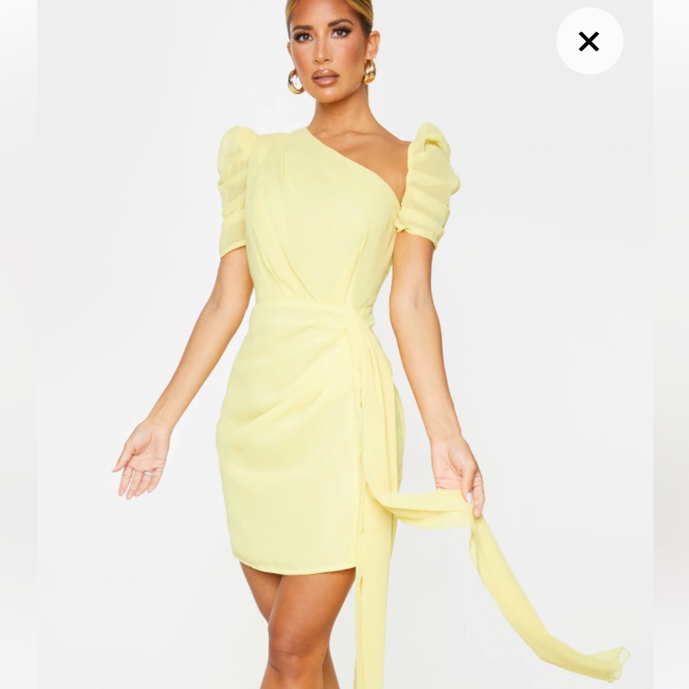 PLT Yellow Chiffon Mini-Dress